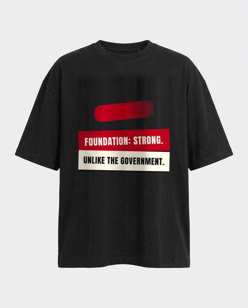 Foundation Strong oversized black tee front